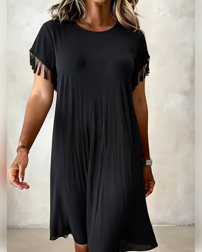 Kleid Unifarben Quaste Fallend