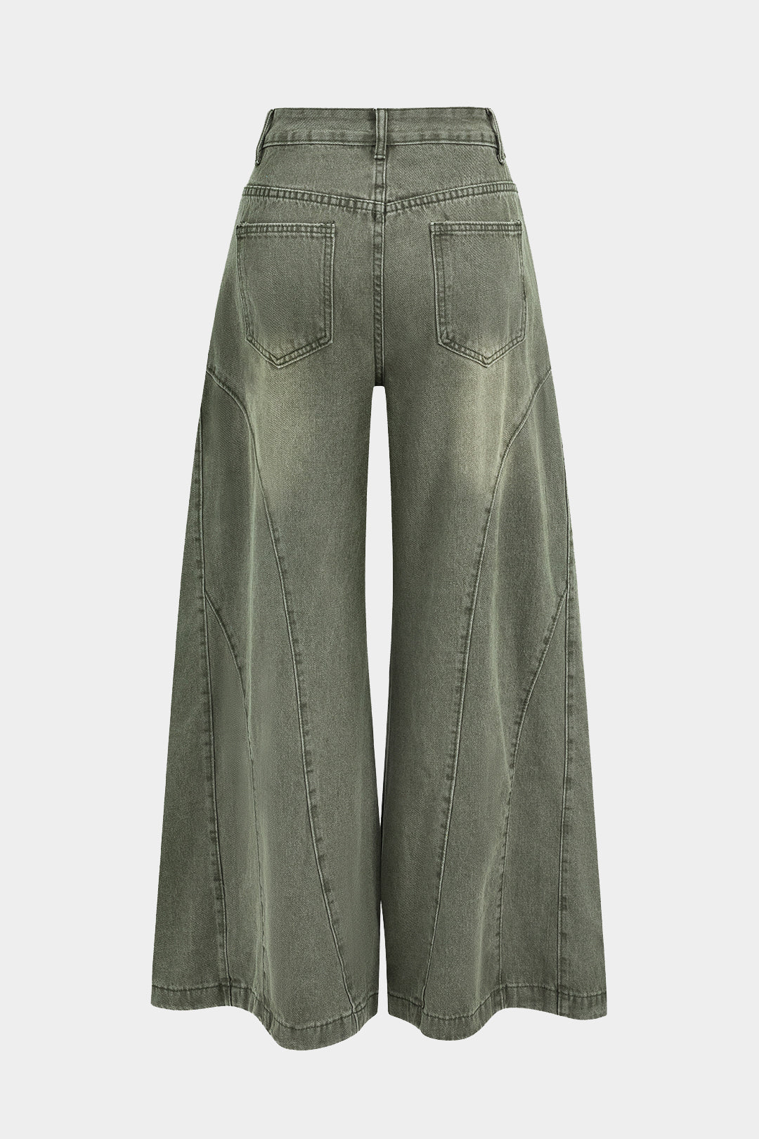 Cyan Vintage Denim Waschung Weite Hosen