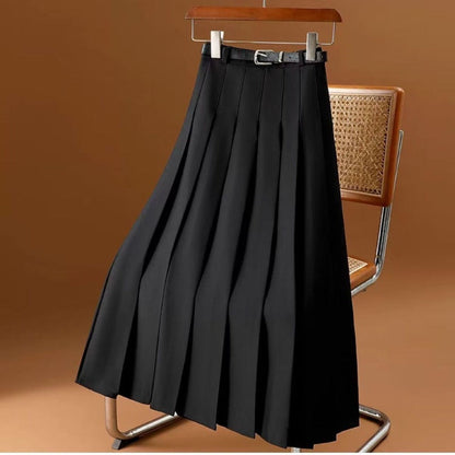Pleated Midi Skirt with Belt for Women - Rebecca