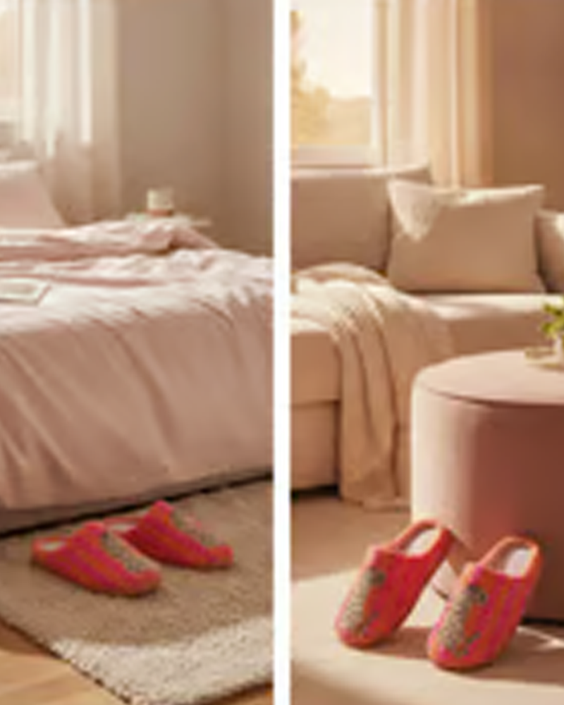 Dames Retro Gestreept & Luipaard Pluizige Pantoffels