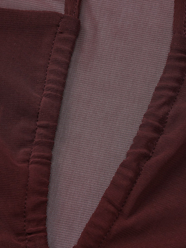 Braunes Y2k Langarm T-Shirt mit Holzdetails