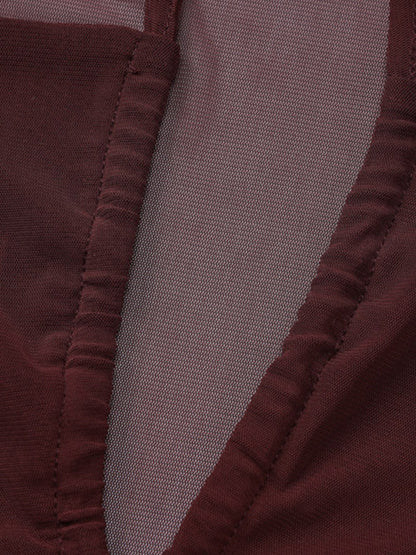 Braunes Y2k Langarm T-Shirt mit Holzdetails