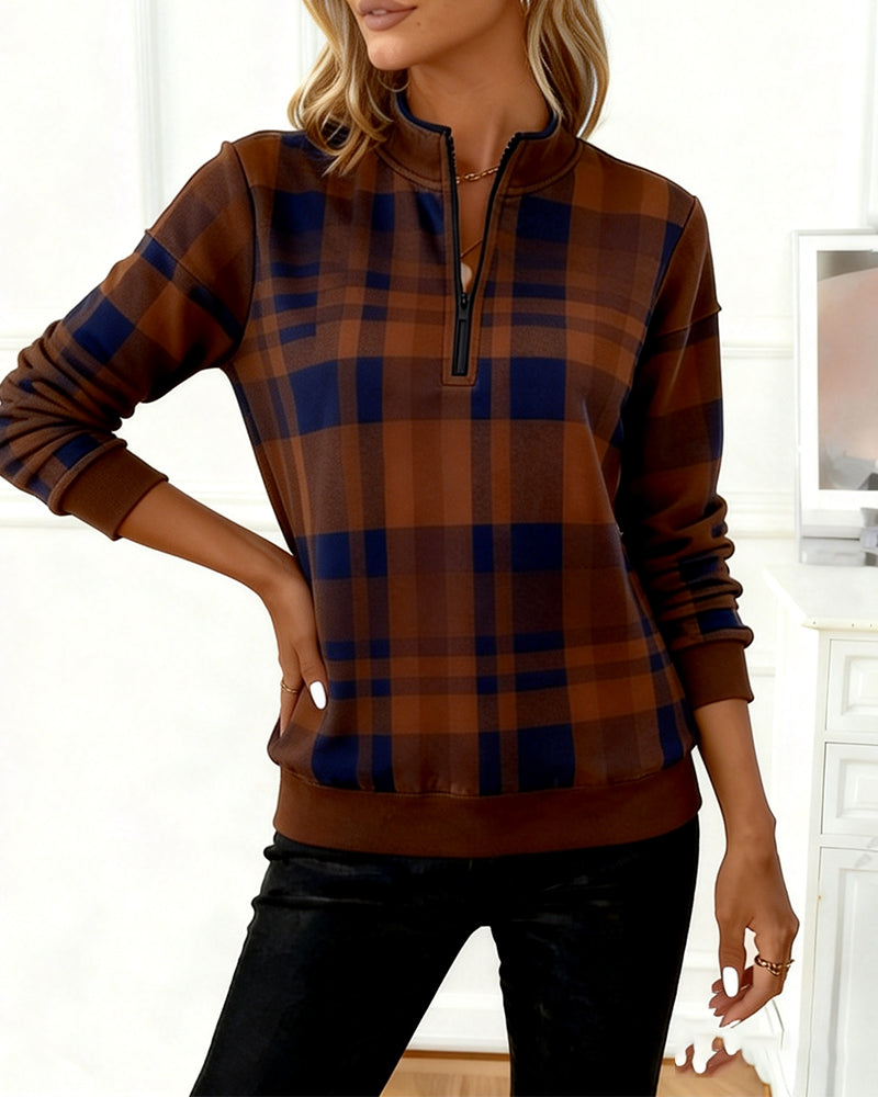 Sweatshirt Halbzip Plaid