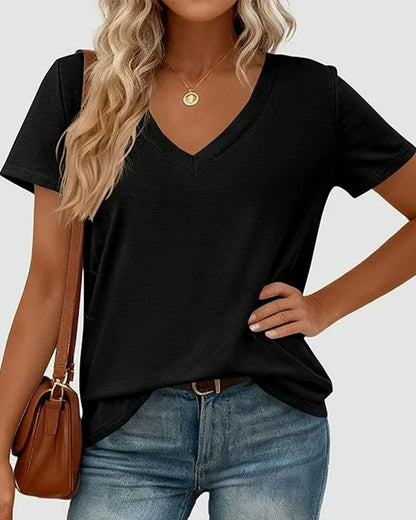 T-Shirt Pullover V-Ausschnitt Uni