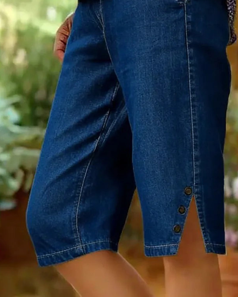 Shorts Gerades Bein Denim Gekürzt