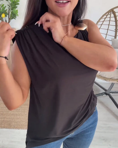 Tank Top Muschel Dekor Asymmetrisch Ärmellos