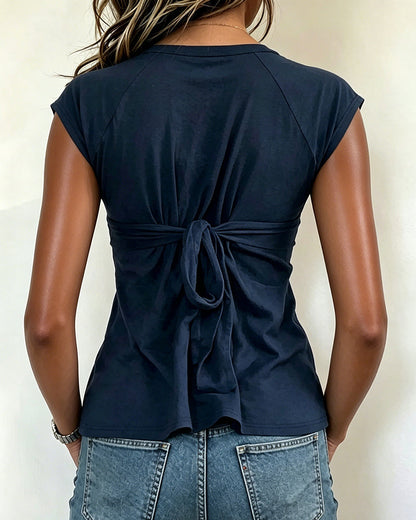 T-Shirt V-Ausschnitt Slim Fit Unifarben