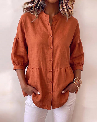 Bluse Entspannt Vintage Puffärmel 3/4-Arm