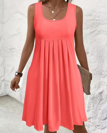 Kleid ärmellos unifarben A-Linie