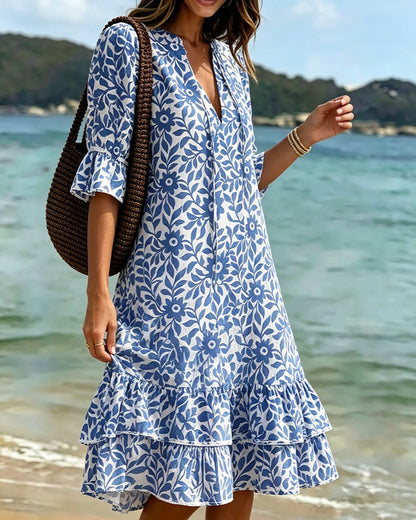 Kleid Halbärmel Rüschen