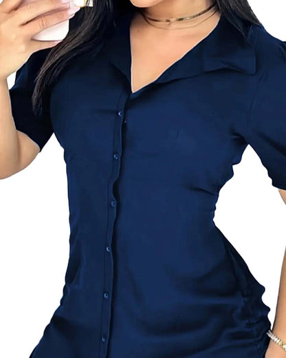 Kleid Taille Binden Hemd