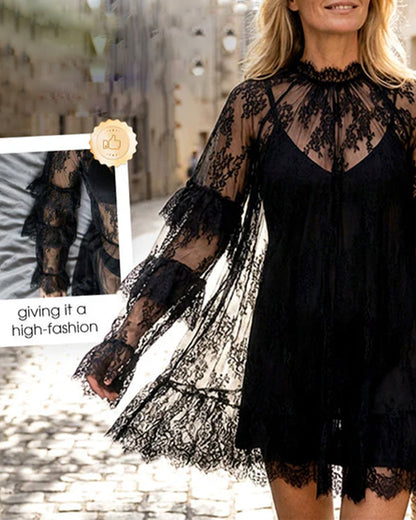Kleid Elegant Durchbrochene Spitze