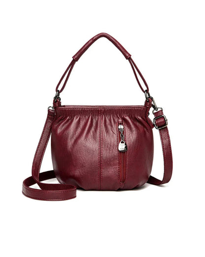 Handtasche Casual Gefaltet Eimer Weiches Leder
