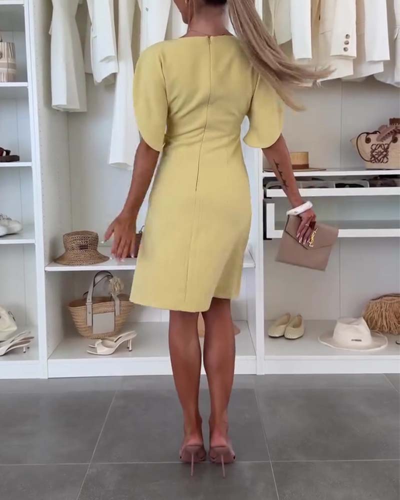 Kleid Schlitz Ärmel Gerade Schmal