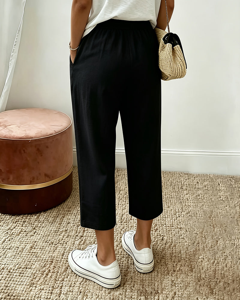 Hose Kordelzug Cropped Gerade