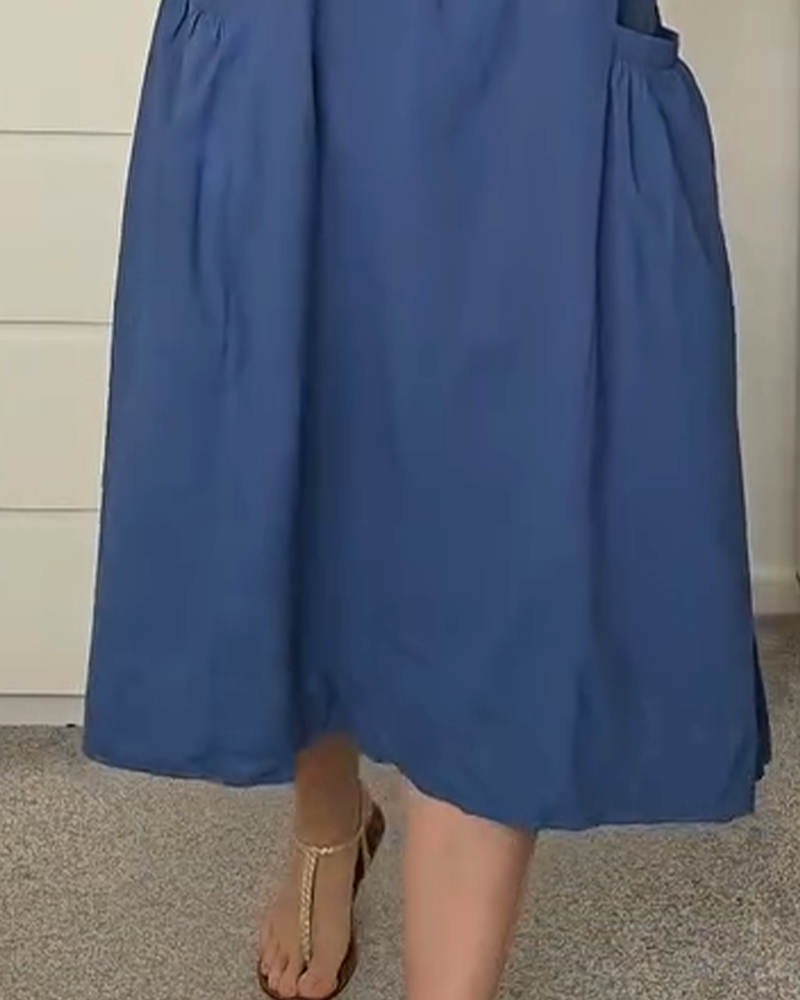 Kleid Patchwork kurzärmlig Tasche