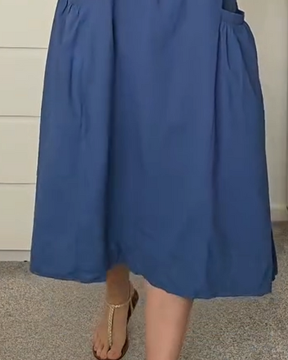 Kleid Patchwork kurzärmlig Tasche