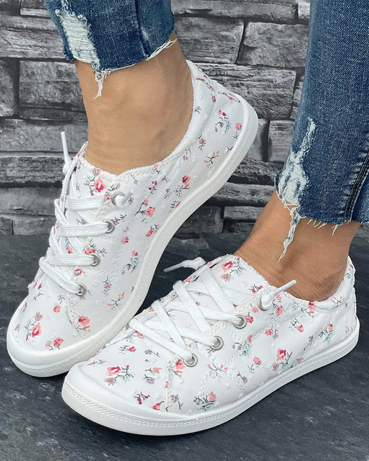 Schuhe Blumenprint Mode Lässig Stoff