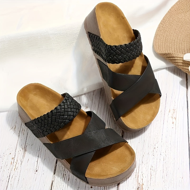 Brown Braided Slippers - Lina