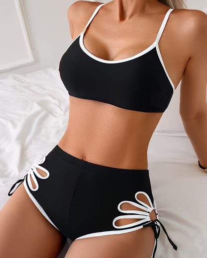 Bikini Sling Kontrastfarbe Hohl Sexy
