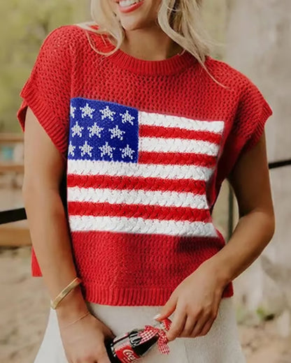 Pullover Flaggenmuster Rundhals
