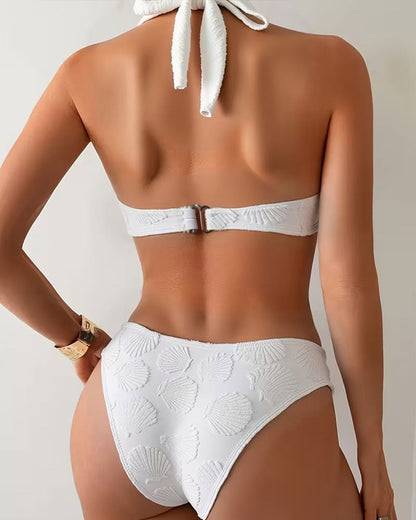 Bikini Jacquard Halsschlaufe Binde Zweiteiler
