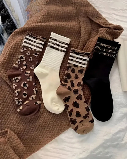 Socken Leopardenprint Kniehoch