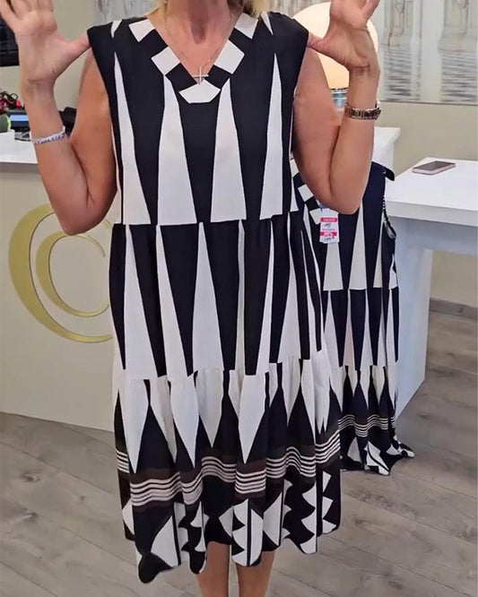 Kleid Ärmellos Geometrisch Druck