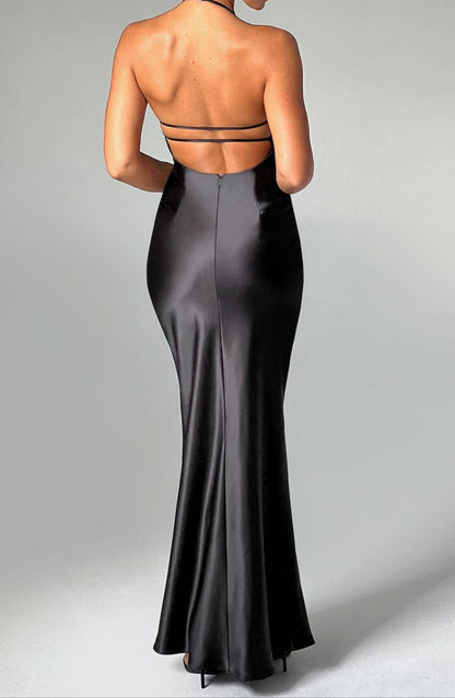 Magenta Maxi Kleid – Schwarz