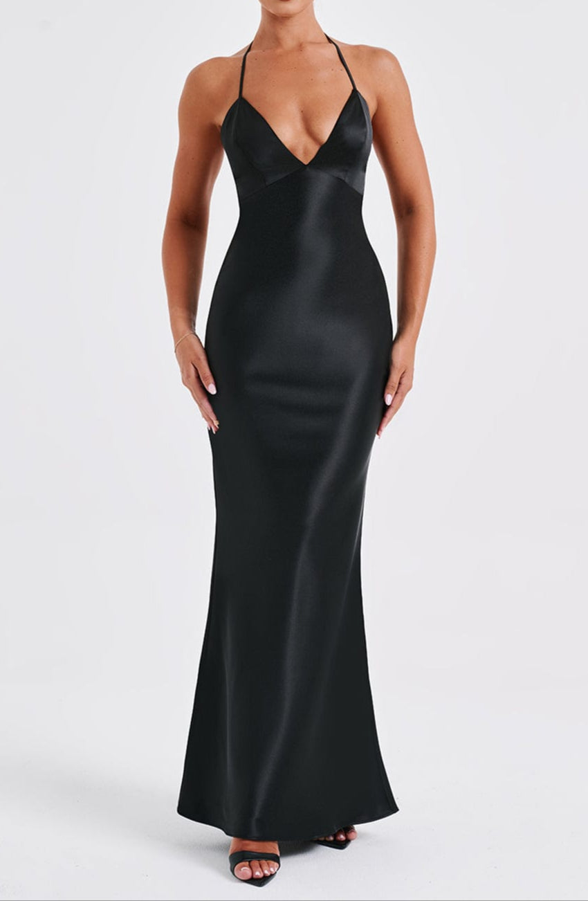 Magenta Maxi Kleid – Schwarz