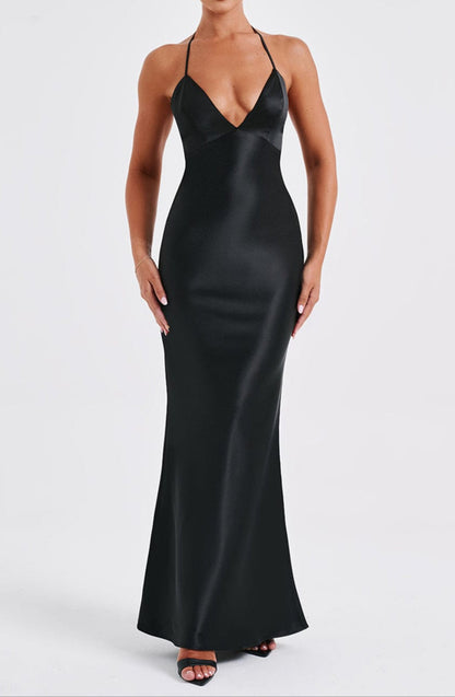 Magenta Maxi Kleid – Schwarz