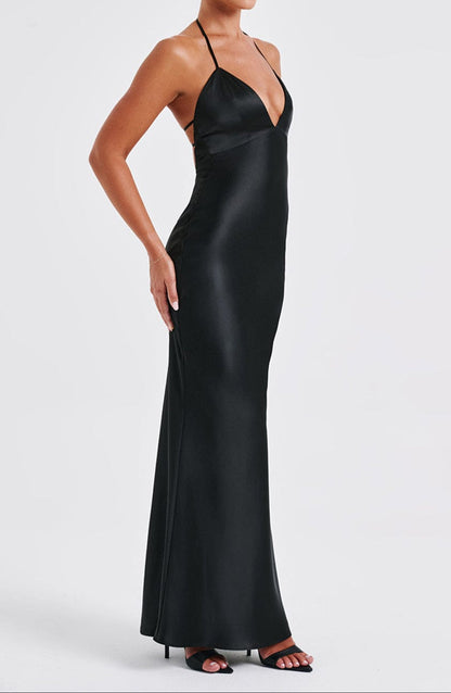 Magenta Maxi Kleid – Schwarz