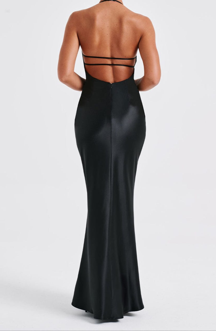 Magenta Maxi Kleid – Schwarz