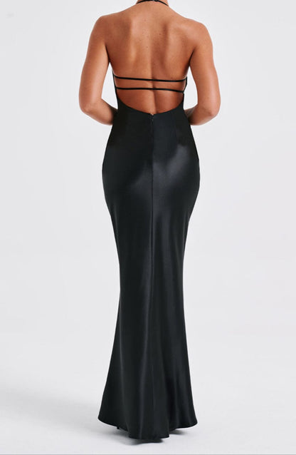 Magenta Maxi Kleid – Schwarz