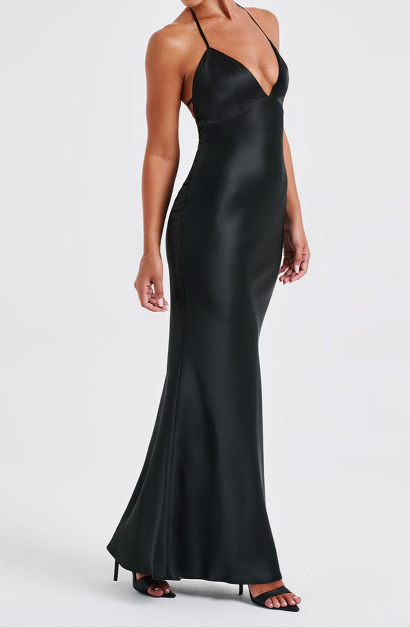 Magenta Maxi Kleid – Schwarz