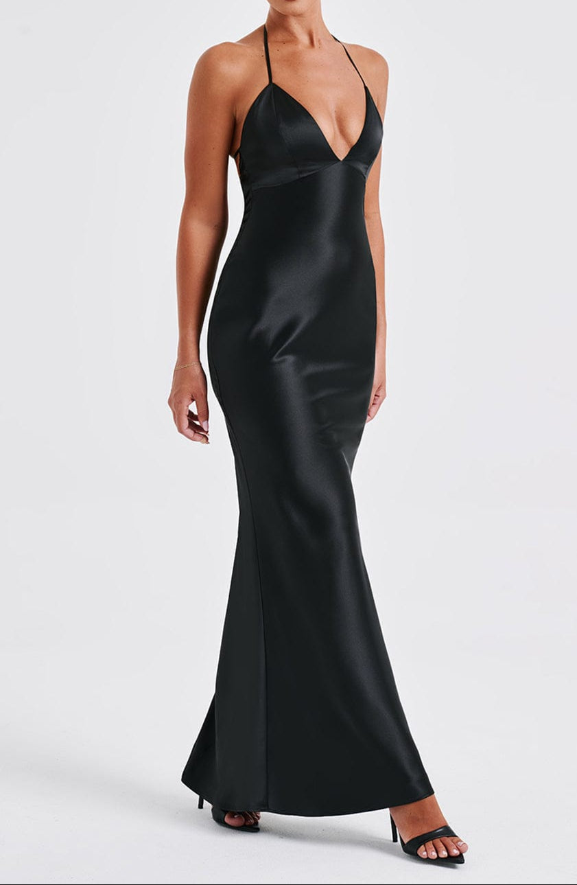 Magenta Maxi Kleid – Schwarz