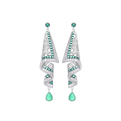 Silver Blue Crystal Drop Dangle Earrings for Women - Stefania