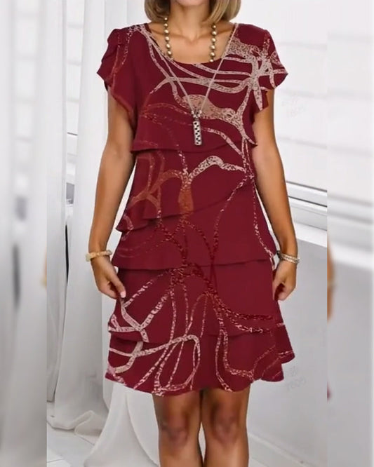 Kleid Abstrakt Linie Geschichteter Kuchen