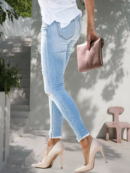 Jean skinny bleu clair effet vieilli - Zoe