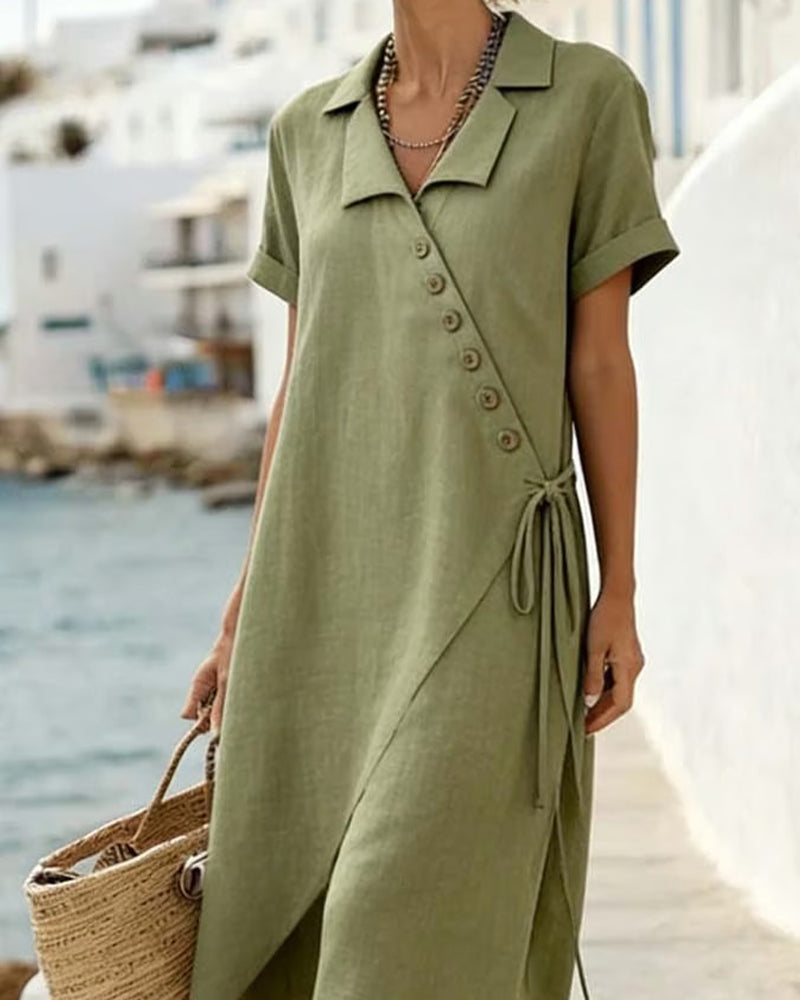 Kleid Reverskragen Spaghettiträger