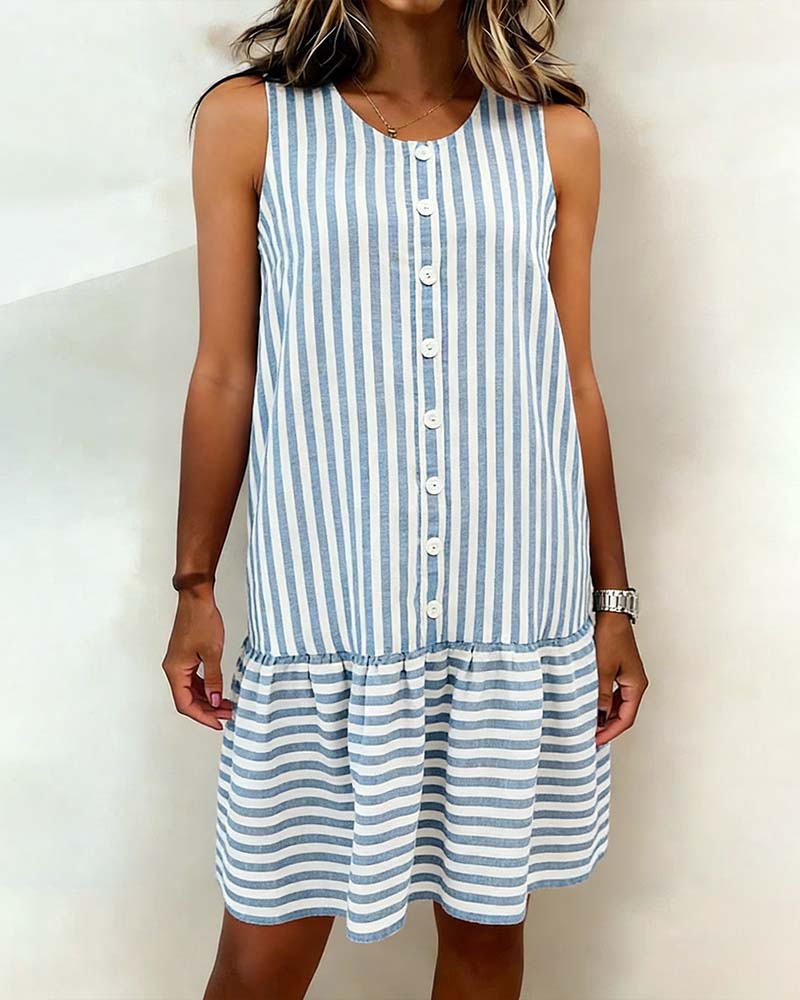 Dress Ärmellos Gestreift A-Linie