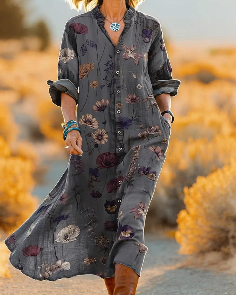 Kleid Blumenmuster Hemd