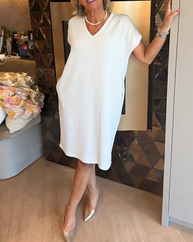 Kleid V-Ausschnitt Locker Lässig