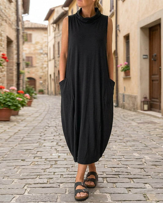 Kleid Rollkragen Ärmellos Casual