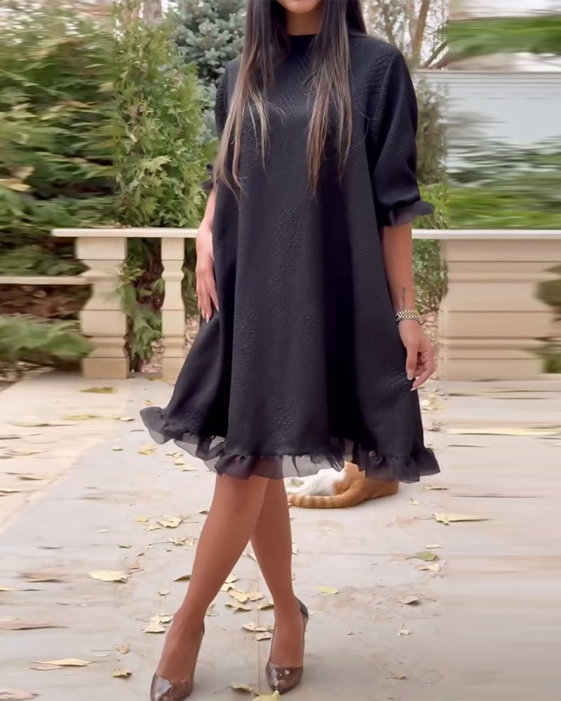 Kleid lässig locker einfarbig rundhals
