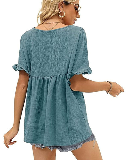 Bluse Lässig Rüsche Loose Fit