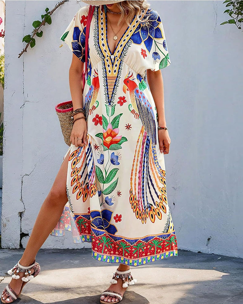 Kleid Bohemian-Druck Urlaub Maxi