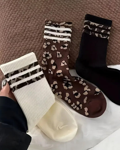 Socken Leopardenprint Kniehoch