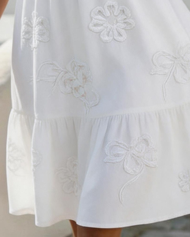 Kleid Puff Kurzarm 3D Blumig