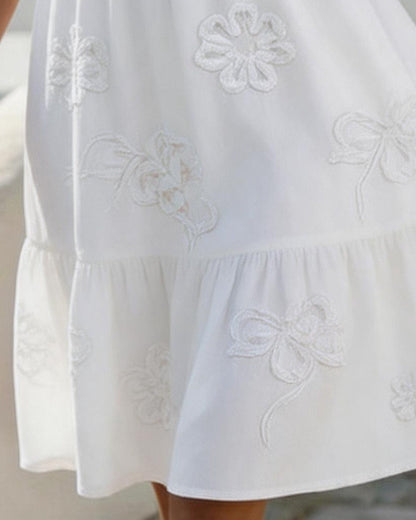 Kleid Puff Kurzarm 3D Blumig